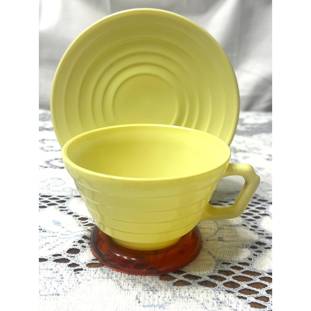 Vintage Hazel Atlas Moderntone Yellow Cup and Saucer